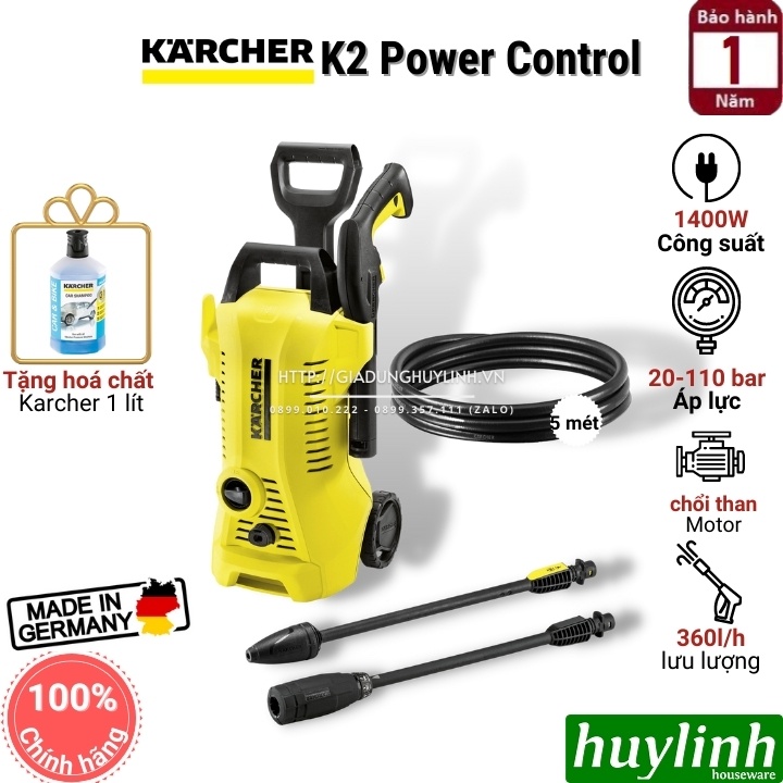 Máy phun xịt rửa xe Karcher K2 Power Control - Tặng 1 lít dung dịch rửa Karcher [Thay thế K2 Full]
