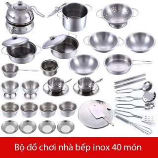 Bộ đồ chơi nấu ăn bằng inox cho bé