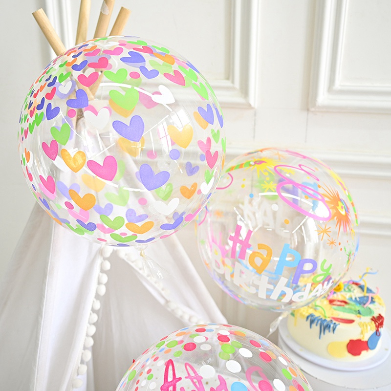 Bong Bóng BOBO Trong Suốt In Chữ Happy Birthday 20 Inch Dùng Trang Trí Tiệc Sinh Nhật