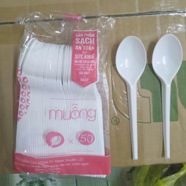 Túi 100 thìa nhựa, dĩa nhựa dùng 1 lần