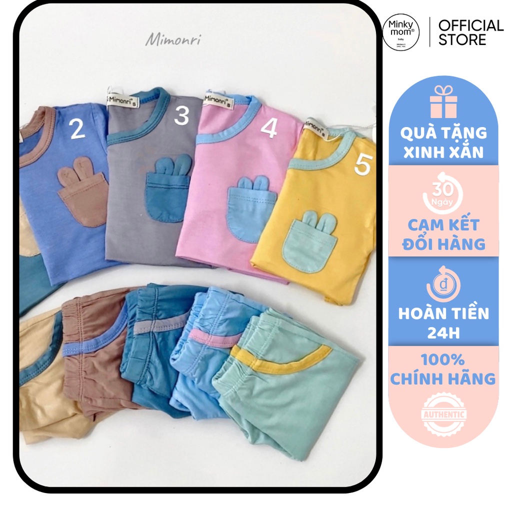 [SALE] Bộ Thun Lạnh Dài Tay Cho Bé Trai, Bé Gái KIMCHIBABY Túi Ngực Tai Thú, Bộ Quần Áo Cho Bé Mặc Nhà KWTD2211
