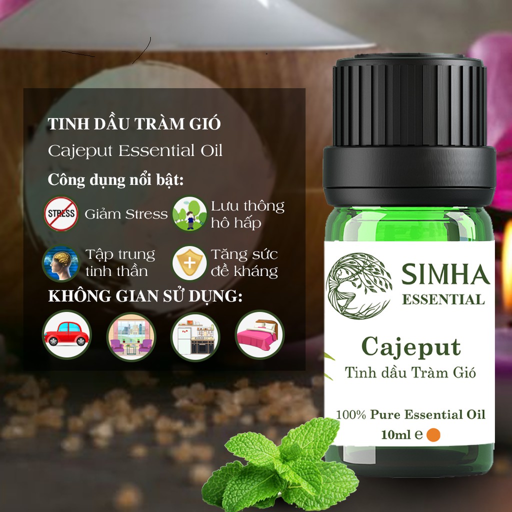 Tinh Dầu Tràm Gió SIMHA kháng khuẩn, tốt cho hô hấp loại 10ml