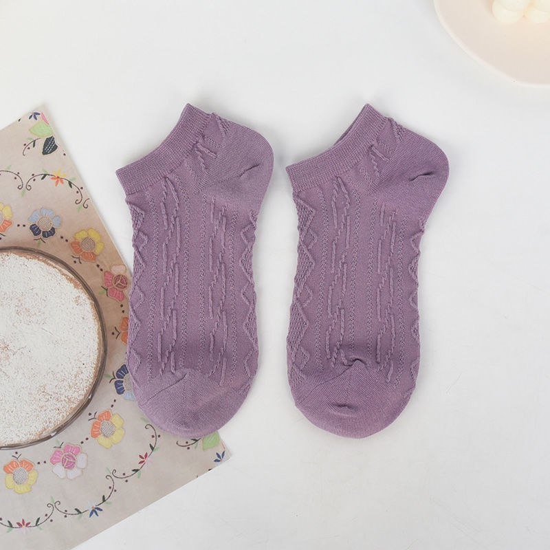 Vớ Thuyền In Hoa Màu Tím Khoai Môn Phong Cách Harajuku Nhật Bản Dễ Thương Dành Cho Học Sinh