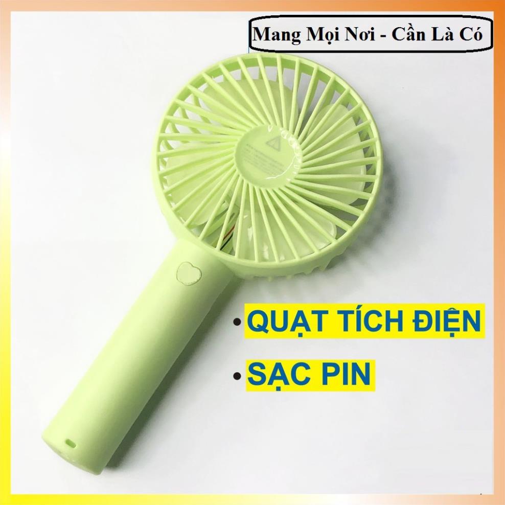 Quạt Mini Cầm Tay 3 Cấp Độ Để Bàn Sạc Pin Tích Điện Có Đèn Gọn Nhẹ, Dễ Dàng Mang Theo