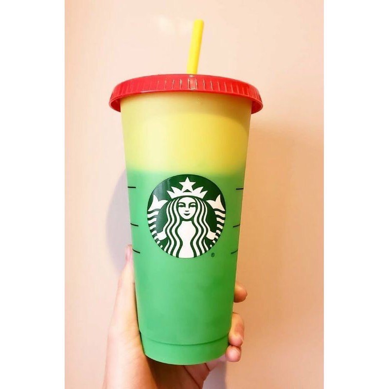 Ly Nước Hoạ Tiết Logo STARBUCKS Thay Đổi Màu Sắc 710ml 24oz