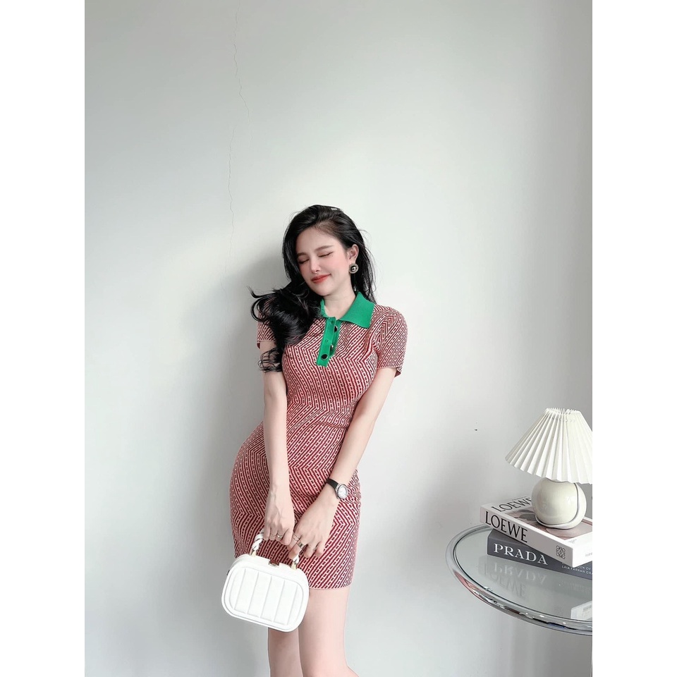 Đầm Body Họa tiết dễ thương thun gân mềm mịn