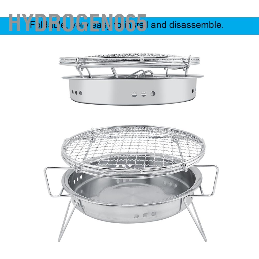 Hàng giao ngayThép không gỉ Mini BBQ Grill Gấp Di động Thích hợp cho các hiên cắm trại ngoài trời