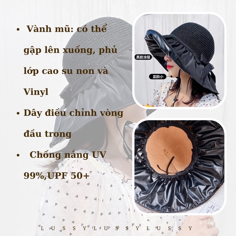 Mũ chống nắng vành rộng thời trang, mũ nón đi biển chống tia UV phong cách Uzzlang Hàn Quốc