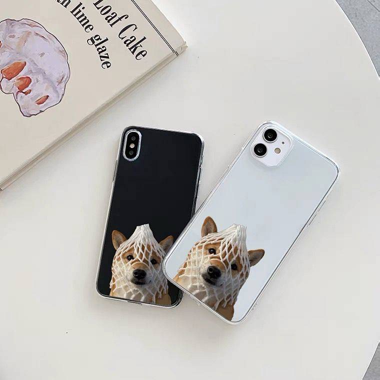 Ốp điện thoại silicon mềm trong nhám in hình chó thích hợp cho Iphone13 12 Apple 11 Xs XR 6S 7P 8P NqzT