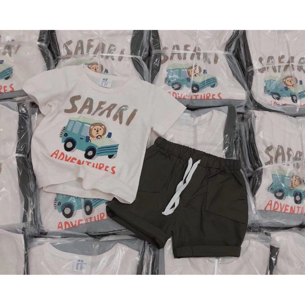 Set áo thun quần kaki Safari cho bé trai siêu mịn siêu mát