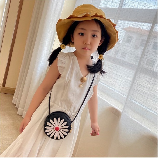 Túi đeo chéo mini cho bé trai bé gái Hạ Băng Designs, túi xách mini trẻ em đựng tiền điện thoại - Hoa Cúc