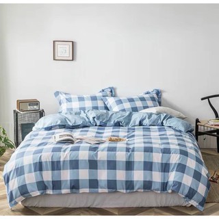  Bộ Chăn Ga gối Set 5 Món Chăn Chần Cotton Poly CP-3 Caro Xanh