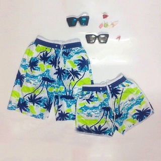 Quần đi biển cặp đôi nam nữ hội nhóm Quần short đùi gia đình đi biển cây dừa, nhanh khô