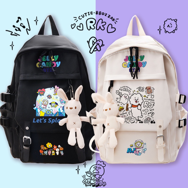 Ba Lô Đi Học/Du Lịch In Họa Tiết Hoạt Hình BTS BT21 JIN SUGA JUNK KOOK Thời Trang Cho Nữ