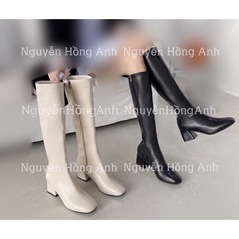 bốt gối (boot đùi) da lì loại 1- khoá cạnh gót 5p lót lông dày( FULL HỘP) mã 220