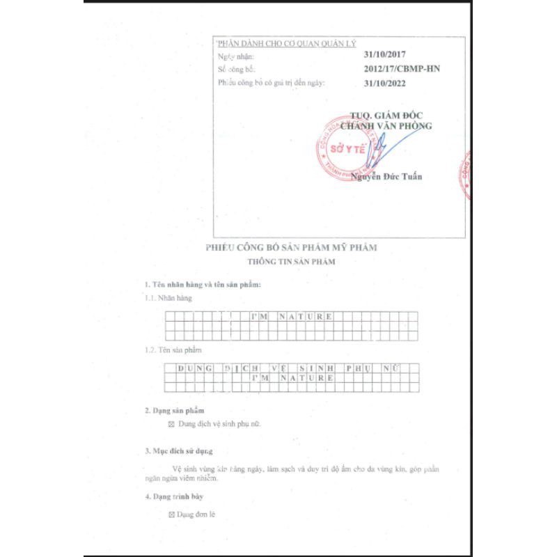 💝 DDVS 💝 1 chai Dung dịch vệ sinh phụ nữ trầu không I'm Nature 150ml