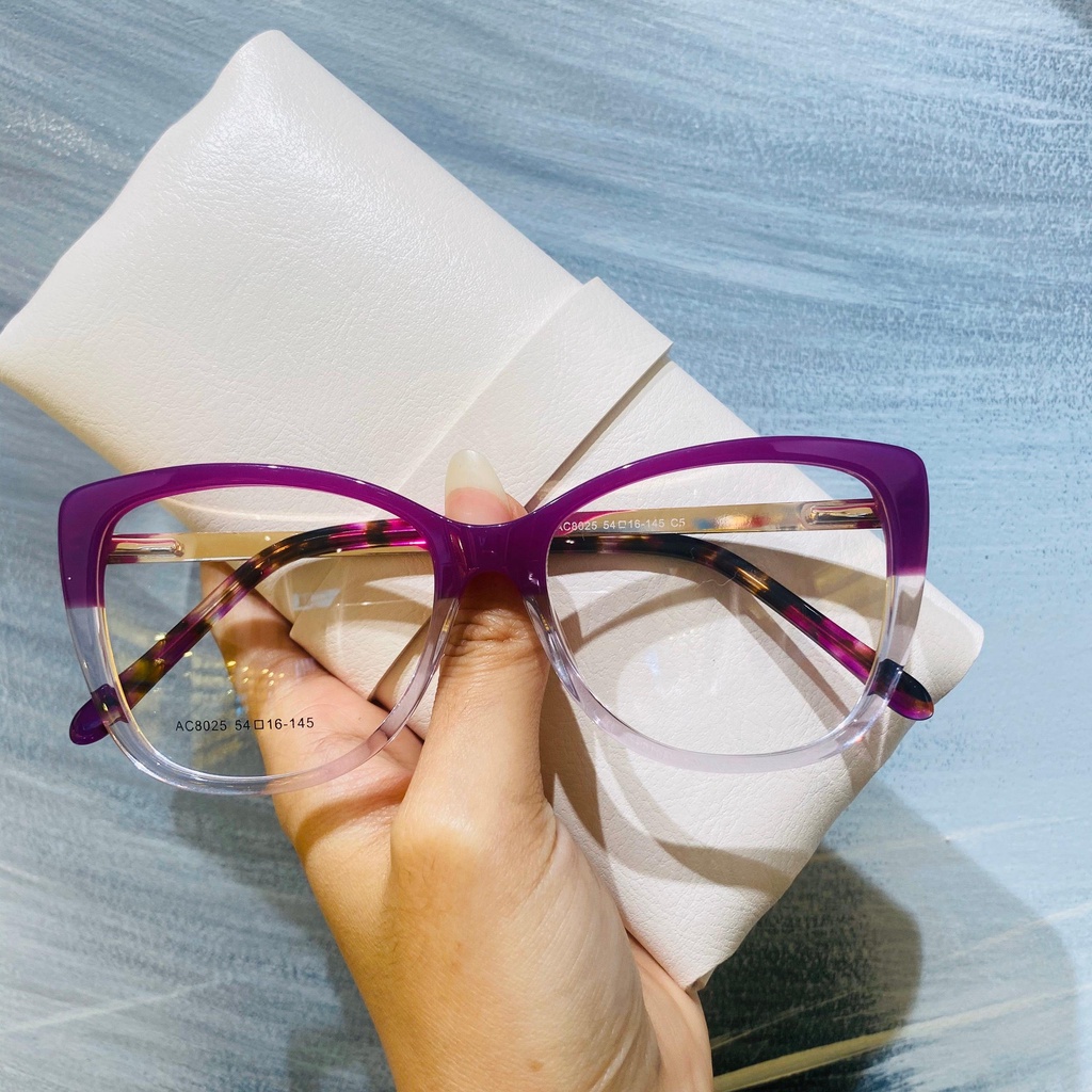 Gọng kính unisex nhựa Acetate cao cấp dáng mắt mèo thời trang OURESS ac8025
