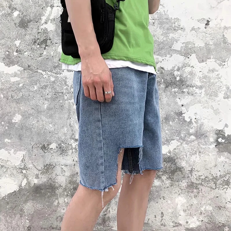 Quần Short Jean Ống Rộng Rách Gối Thời Trang Mùa Hè Cho Nam Và Nữ Size Lớn 2xl