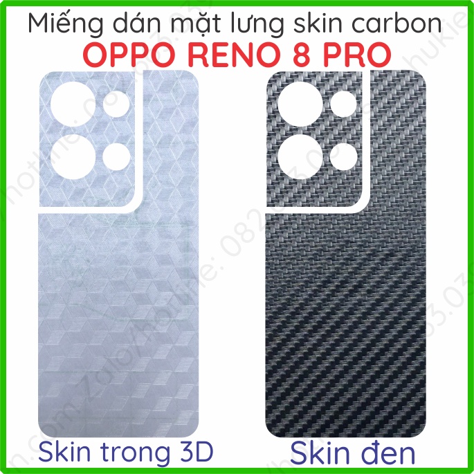 Miếng dán mặt lưng skin carbon kèm cam Oppo Reno 8Z 5G (Reno 8 Z 5G), Reno 8 4G/5G , Reno 8 pro