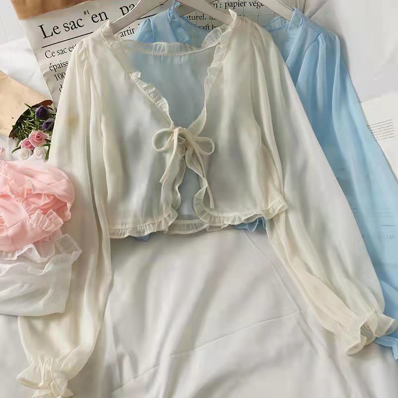 Áo Khoác cardigan Chống Nắng Tay Dài Dáng Rộng Có Thắt Nơ Thời Trang Mùa Hè Cho Nữ