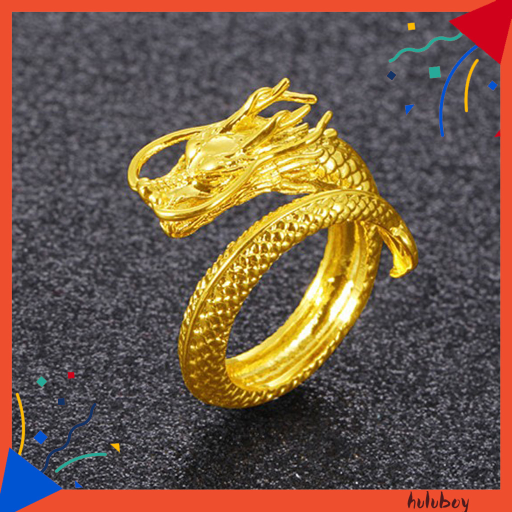 Nhẫn Hở Chạm Khắc Hình Rồng Phong Cách Cổ Điển Cho Nam