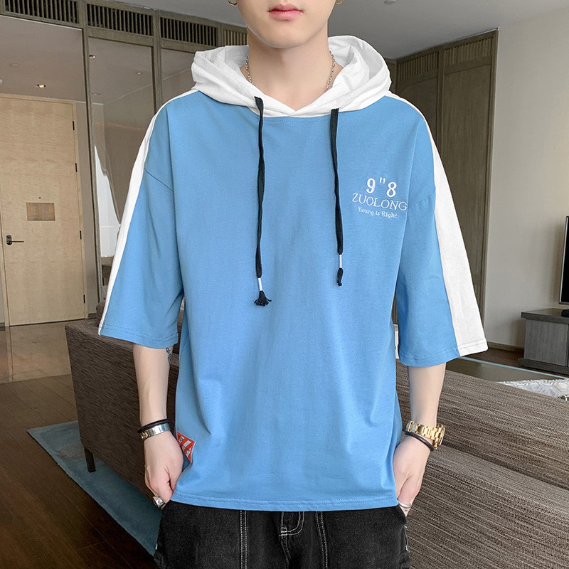 Áo Hoodie Ngắn Tay Dáng Rộng Thời Trang Mùa Hè Dành Cho Nam Sinh