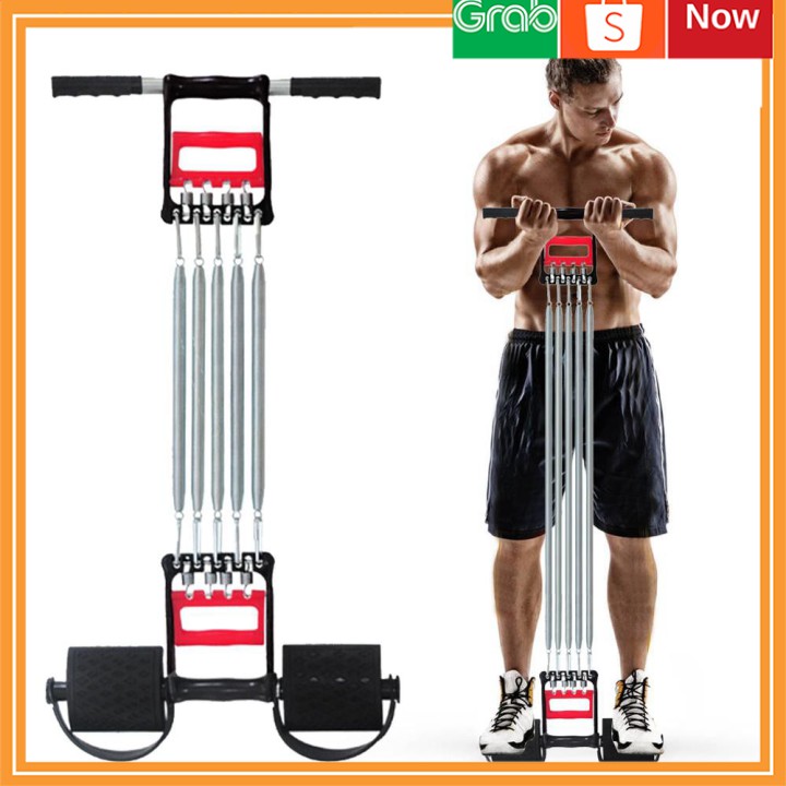 Dây Kéo Cáp 5 Lò Xo Titan Tập Thể Thao Đa Năng Có Bàn Đạp - Tập Cơ Ngực , Cơ Tay Tập GYM Hiệu Quả Tại Nhà 🚀GIAO HÀNG HỎ