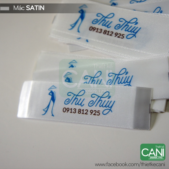 Mác vải Satin lụa In theo yêu cầu  Nhãn mác quần áo