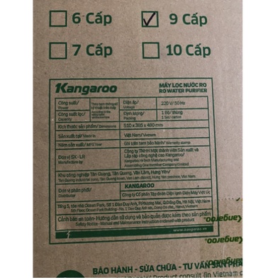Máy lọc nước Kangaroo KGRP99-KV 9 cấp lọc , không vỏ tủ, Màng lọc RO 50GDP Kangaroo Made in Korea