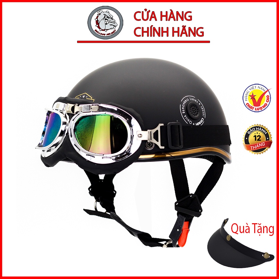 Mũ Bảo Hiểm nửa đầu HP kính phi công chính hãng Bulldogshop nhiều màu
