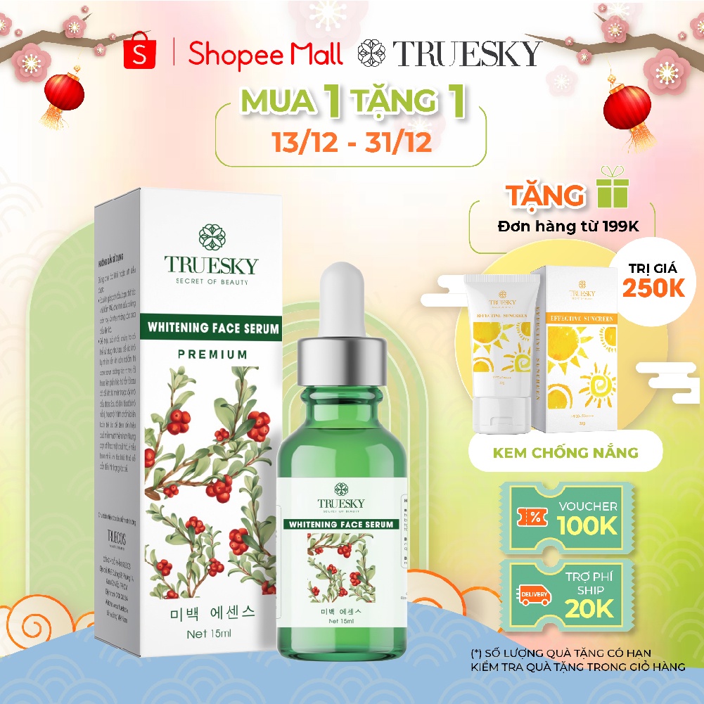 Serum dưỡng trắng da mặt Truesky chiết xuất quả Bearberrry 15ml - Whitening Face Serum