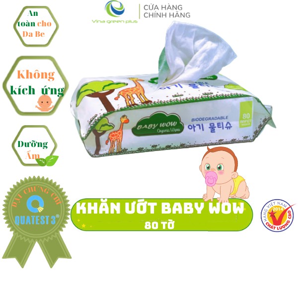 [SIÊU RẺ] Combo 2 gói Khăn ướt Không mùi cho Bé Baby Wow 80 tờ/gói_UN152080_2