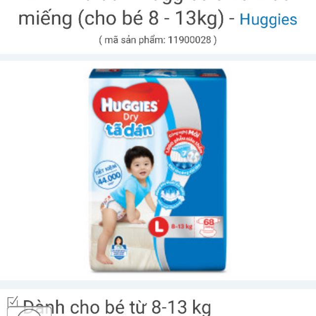 Bỉm - Tã dán Huggies size L 68 miếng đến từ thương hiệu Huggies