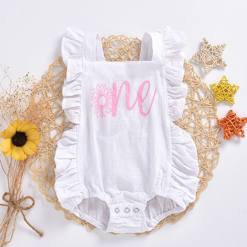 Summer Baby Bodysuit Square Collar Sleeveless Infant Toddler Romper Flower Letter Printed Newborn Jumpsuit Baby Girl Clothes