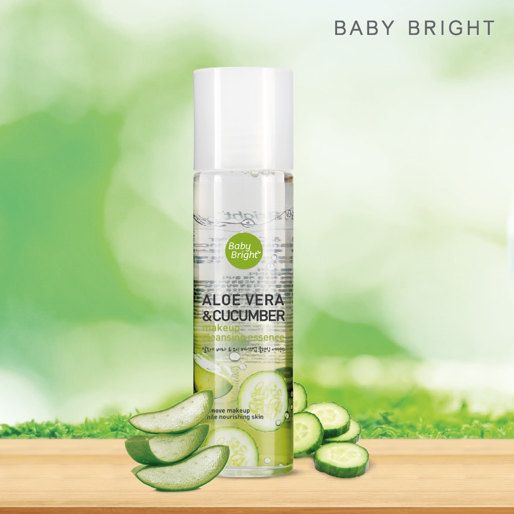 [Gift] Nước tẩy trang lô hội dưa leo Baby Bright Aloe Vera &amp; Cucumber Make up Cleansing Essence 100ml