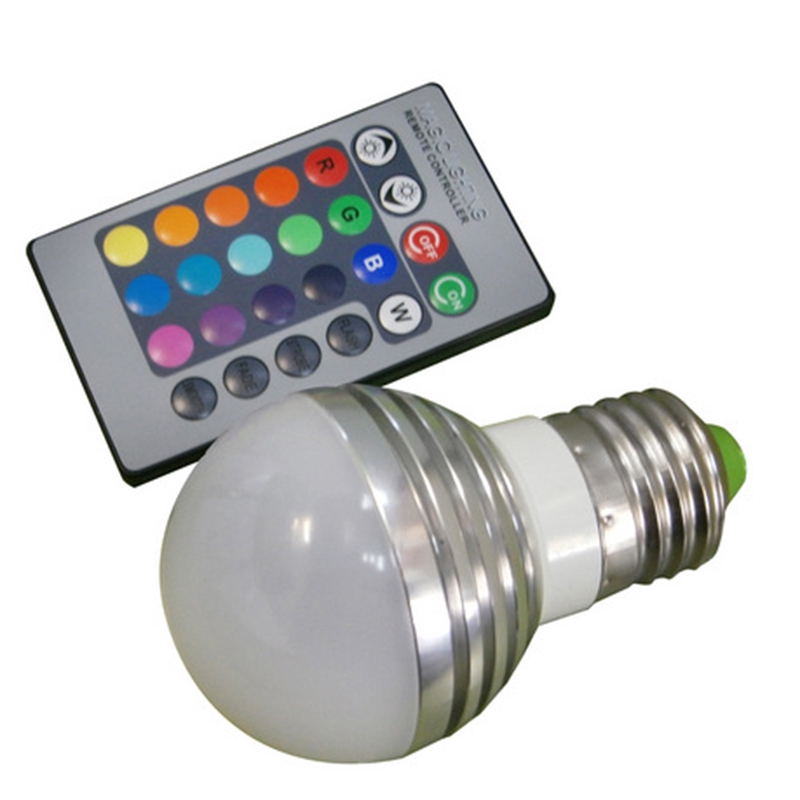 Đèn LED đổi màu RGB 3W E27 điều khiển từ xa