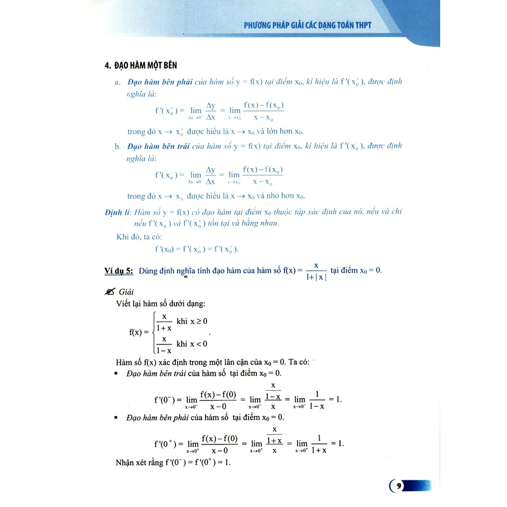 Sách: Phương Pháp Giải Các Dạng Toán THPT - Hàm Số, Đạo Hàm Và Ứng Dụng