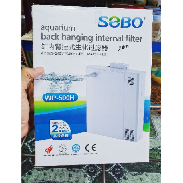 BỘ LỌC KẸP HỒ CÁ SOBO WP500H CHO HỒ THỦY SINH KHÔNG KIỀNG 40 ĐẾN 50CM