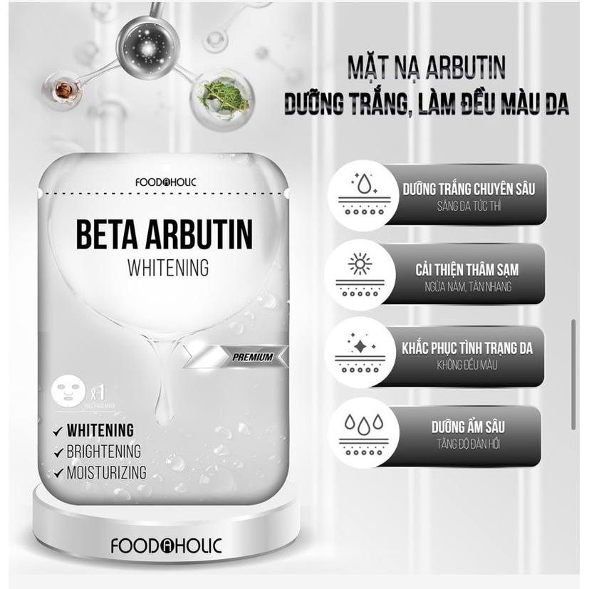 Mặt Nạ Beta Arbutin Dưỡng Trắng, Làm Đều Màu Da Foodaholic Beta Arbutin Whitening Mask 23ml