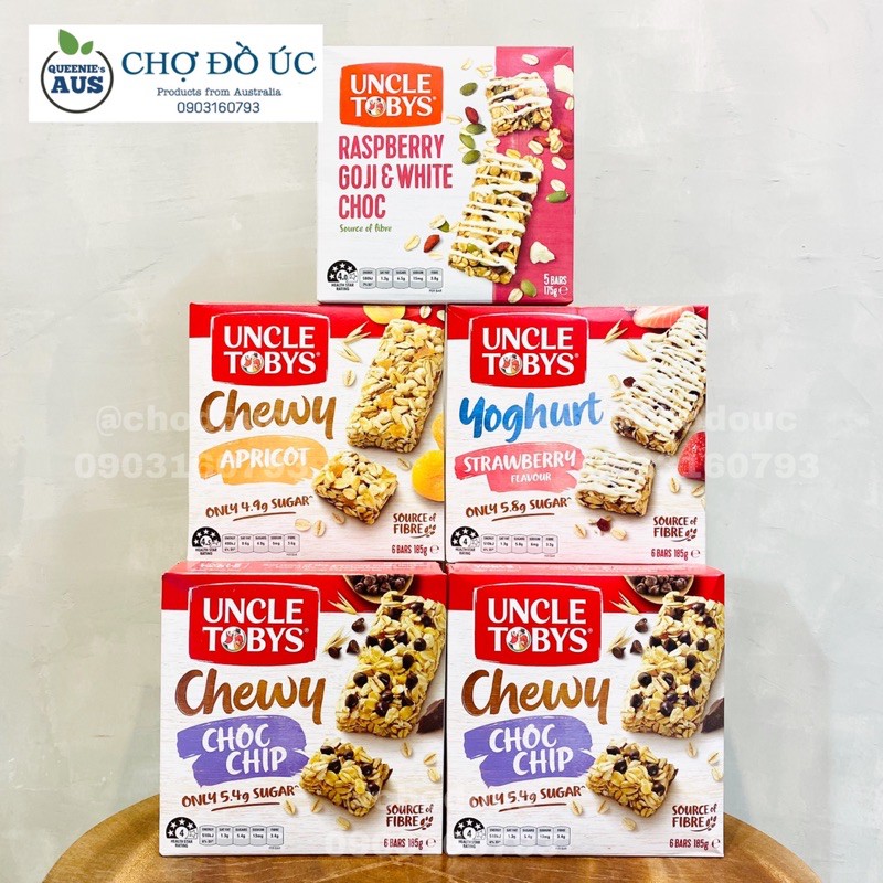 Ngũ cốc giảm cân dạng thanh protein Muesli UNCLE TOBYS Chewy - nhập Úc 🇦🇺 hộp 6 thanh