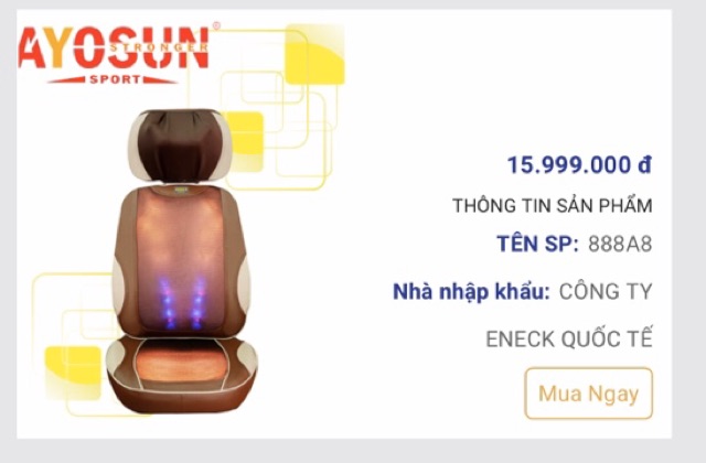 [𝐂𝐇𝐈́𝐍𝐇 𝐇𝐀̃𝐍𝐆-𝐁𝐇 𝟓 𝐍𝐀̆𝐌] Đệm Massage Ghế Massage có bi hồng ngoại matxa AYOSUN Bảo Hành 5 Năm Chính Hãng