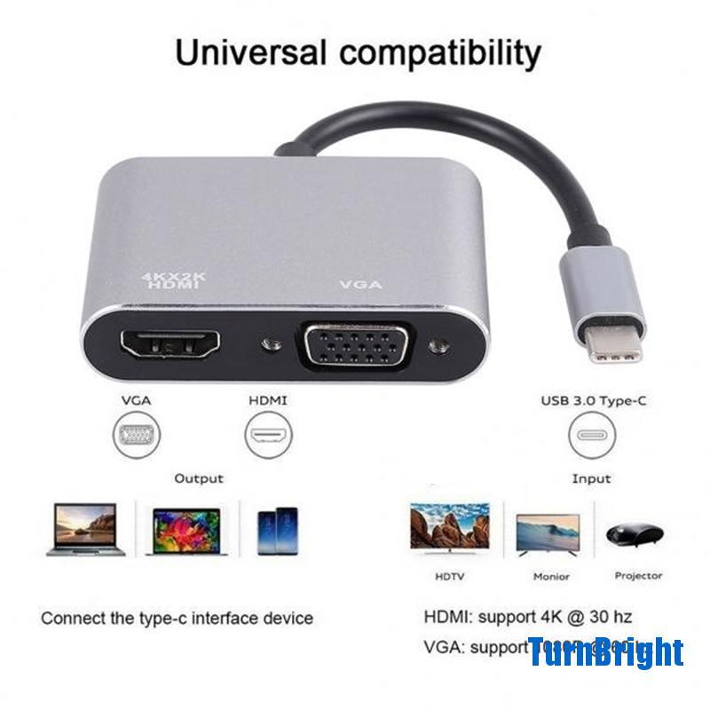 Bộ Chuyển Đổi Usb 3.1 Type C Sang Vga Đa Cổng Hdmi 4k Uhd | BigBuy360 - bigbuy360.vn
