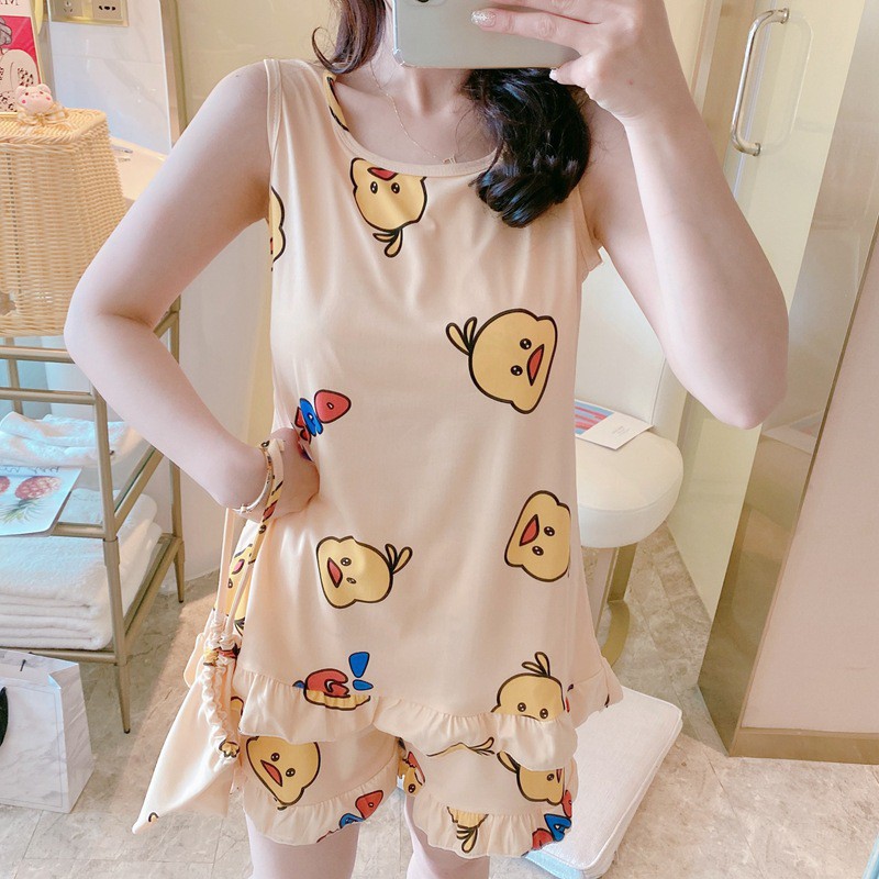 Bộ đồ ngủ sát nách thun sữa mềm mát dễ thương [BC09]