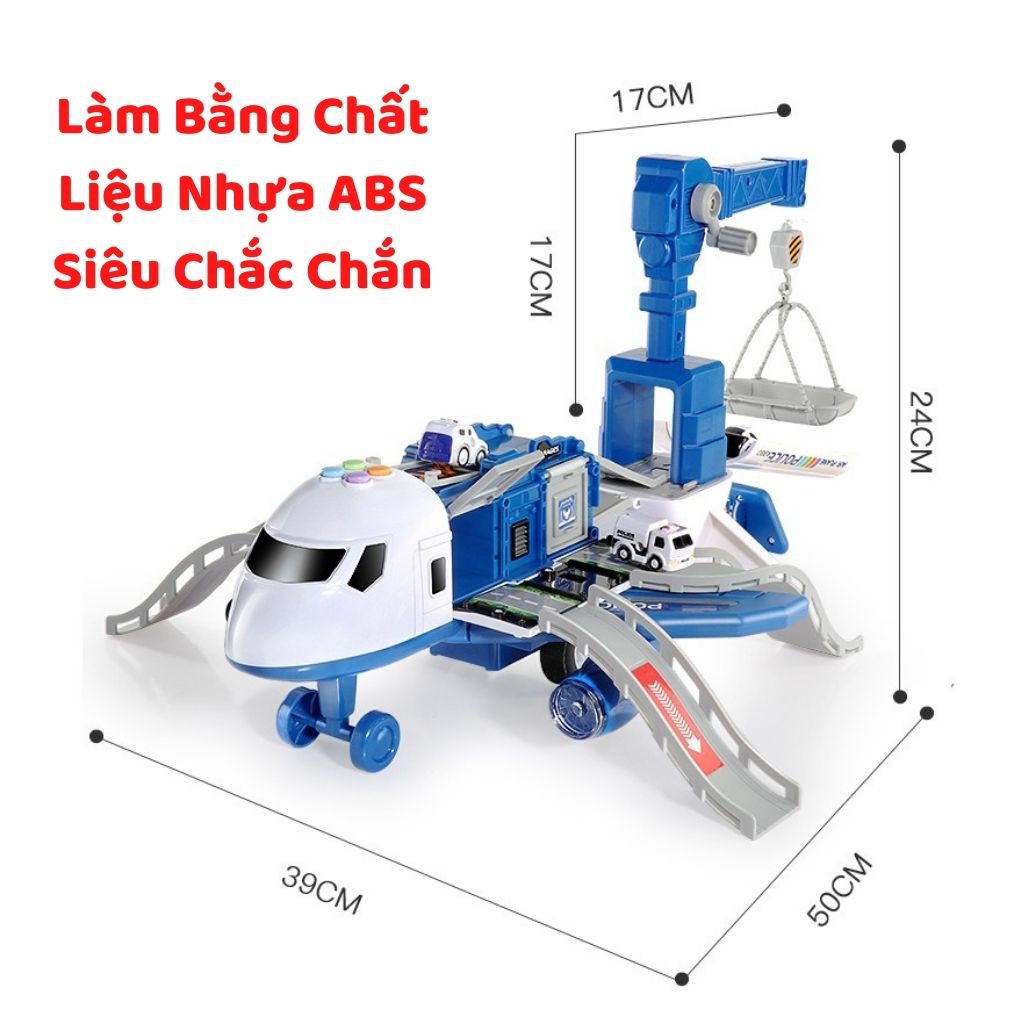 Đồ Chơi Máy Bay Biến Hình Cao Cấp Loại To Phát Nhạc Và Đèn Kèm Nhiều Ô Tô Cảnh Sát, Cứu Hỏa Cho Bé, Shop Mẹ Mốc ,MBKL