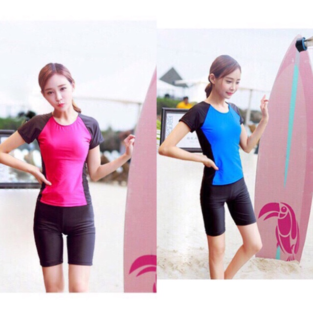Sét Bơi Nữ Áo Tay Dài Mix Quần Đùi