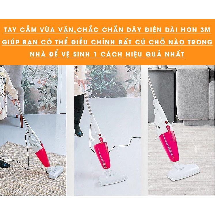 Máy Hút Bụi Cầm Tay Gia Đình Thông Minh 2 In 1 Có Dây, Lực Hút Siêu Mạnh 12000PA 600W Đa Năng Tiện Dụng - Tặng 9 Đầu Hút