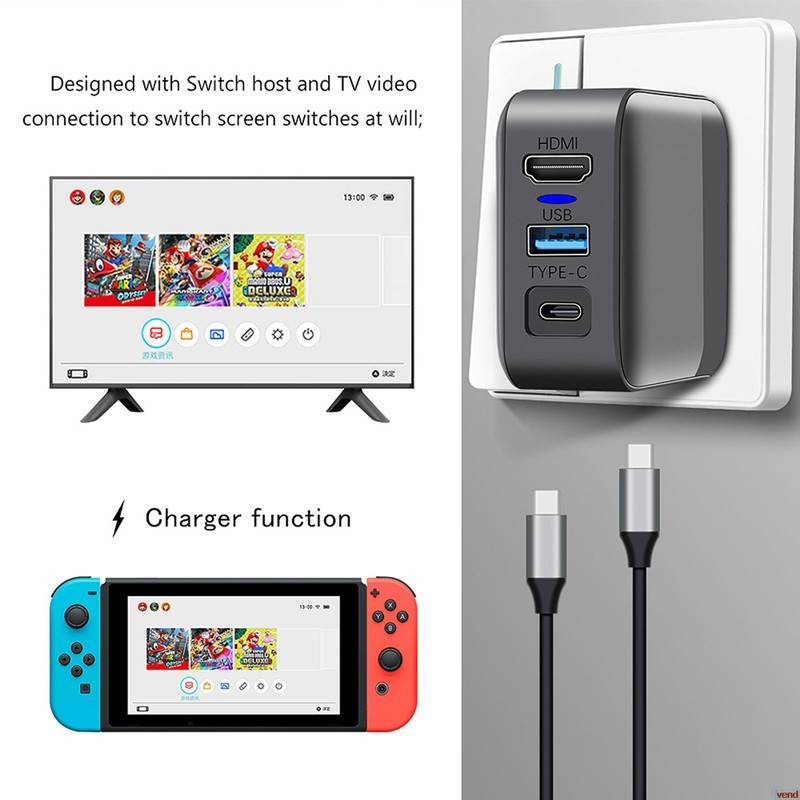 Dock Sạc Chuyển Đổi Hdmi Tv Cho Nintendo Switch Pc Type C