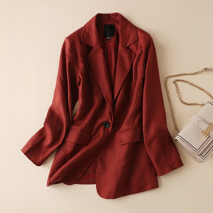 Áo vest blaze linen nữ 1 lớp dài tay túi bổ, thời trang trẻ, phong cách Nhật | BigBuy360 - bigbuy360.vn