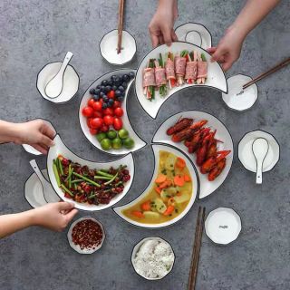Bố đĩa sứ mặt trăng 5 đĩa