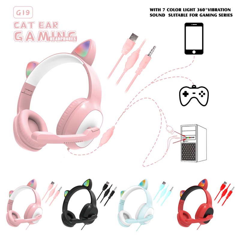 KRECOO Tai Nghe Mèo Kết Nối Chụp Tai Headphone Dễ Thương Có Mic Âm Bass Mạnh Mẽ Siêu dễ
